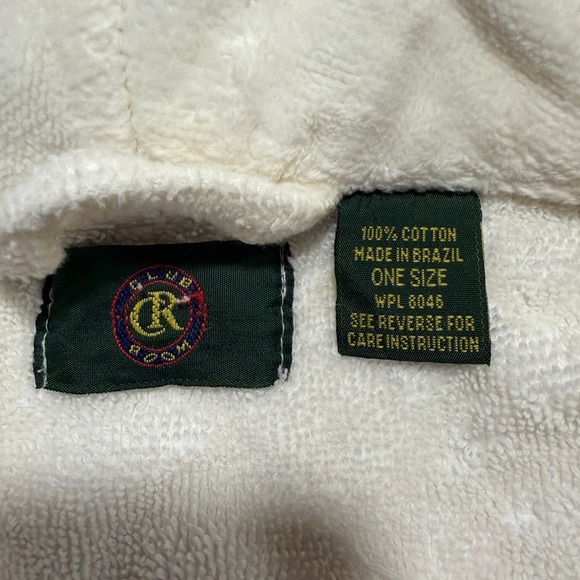 Club Room White 100% Cotton Terry Cloth Spa Robe One Size Heavyweight - Picture 4 of 8